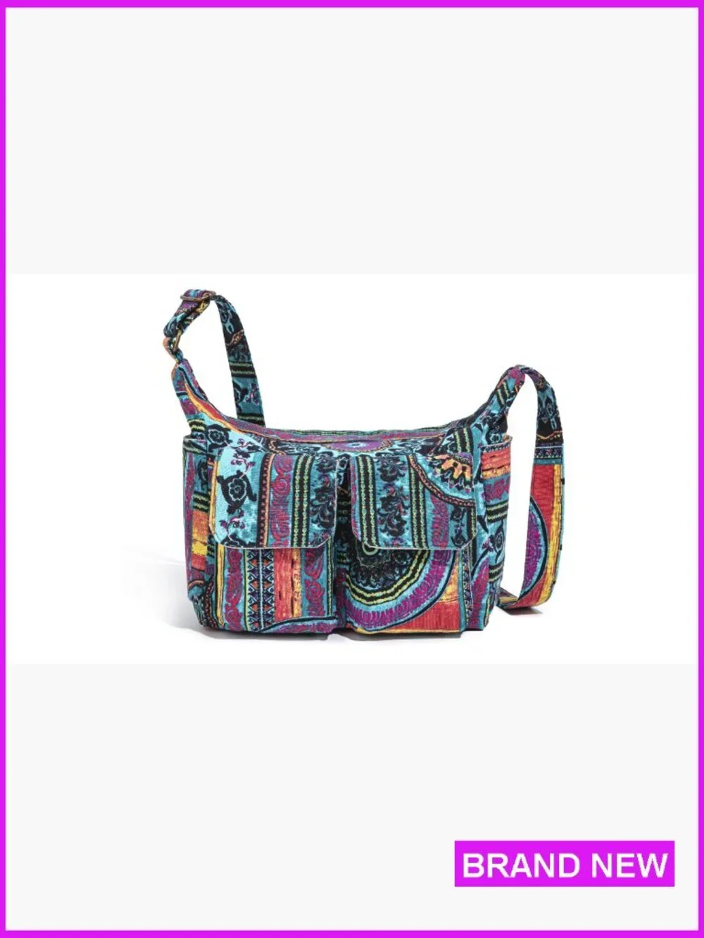 Canvas Hobo Shoulder Bag Boho Hippie Crossbody Multiple Pockets Retro